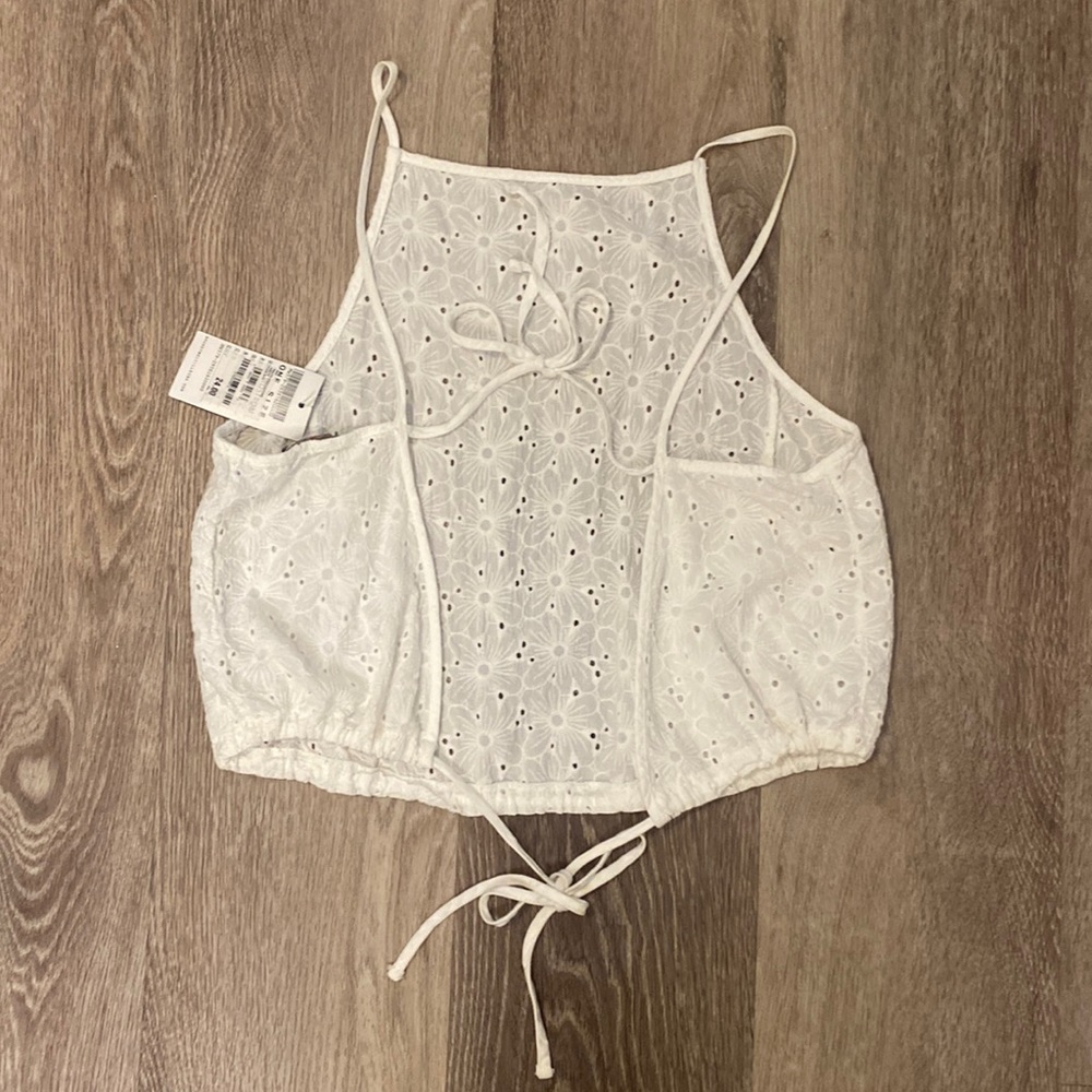 Open back white eyelet top size one size
